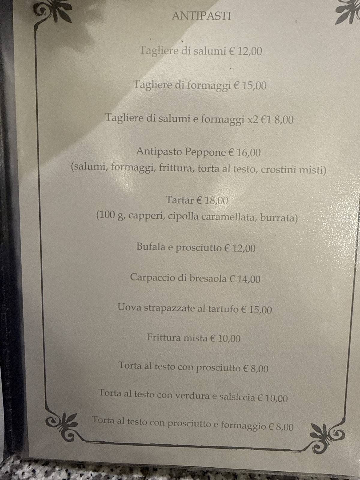 Menu di Ristorante Peppone Perugia 