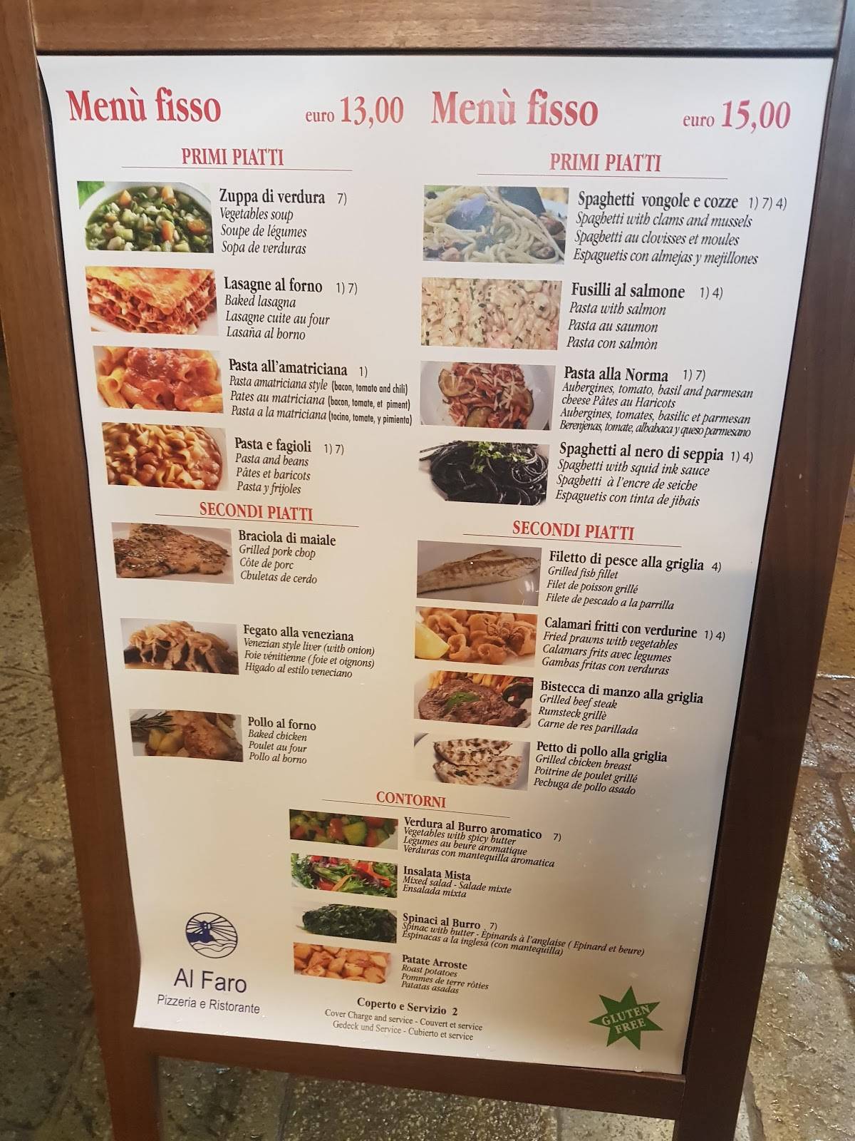 Menu di Ristorante Pizzeria Al Faro 