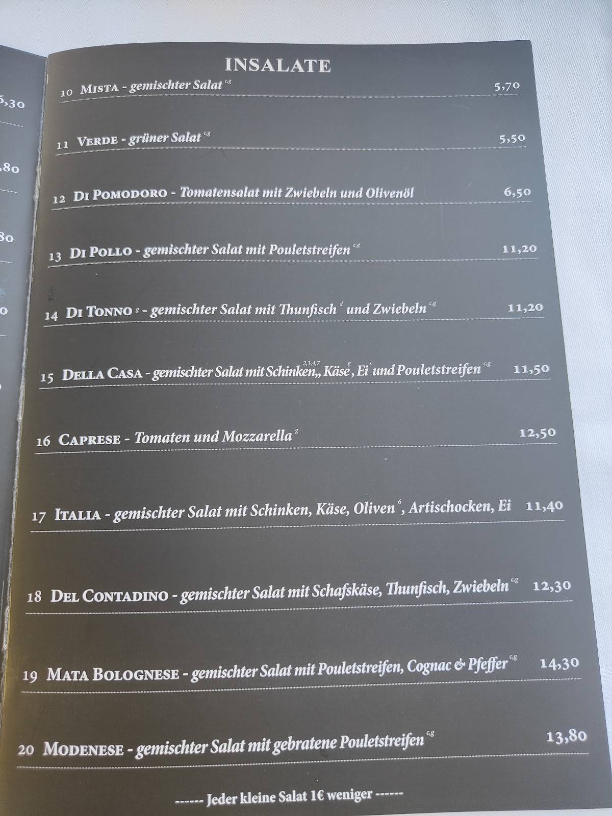 Menu de Ristorante Pizzeria Capri