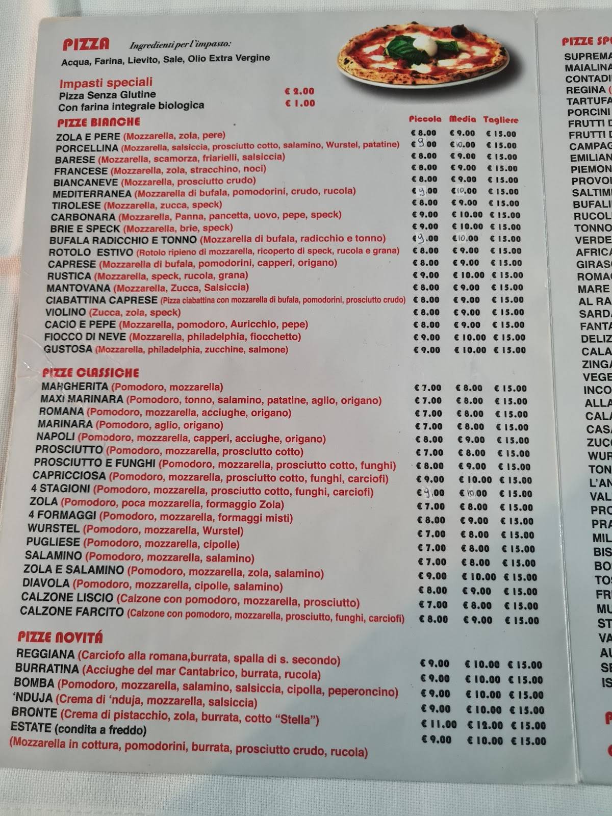 Menu di Ristorante Pizzeria Il Cortile 