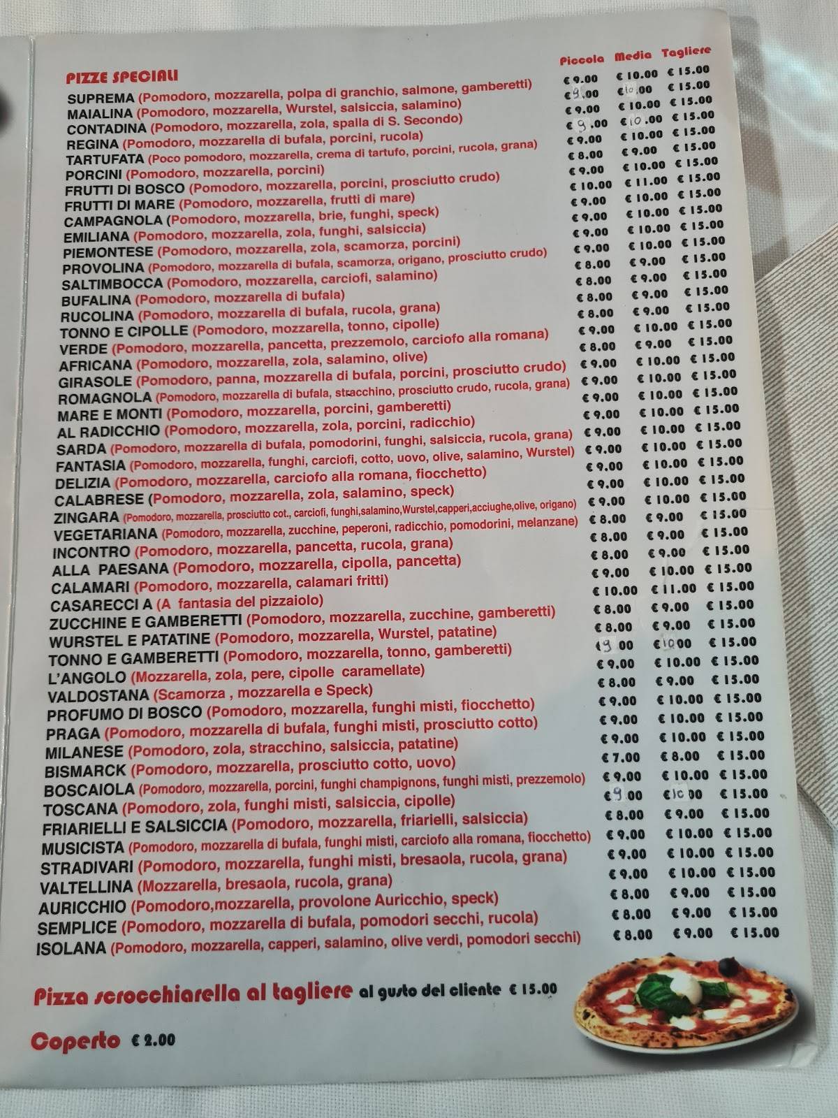 Menu di Ristorante Pizzeria Il Cortile 