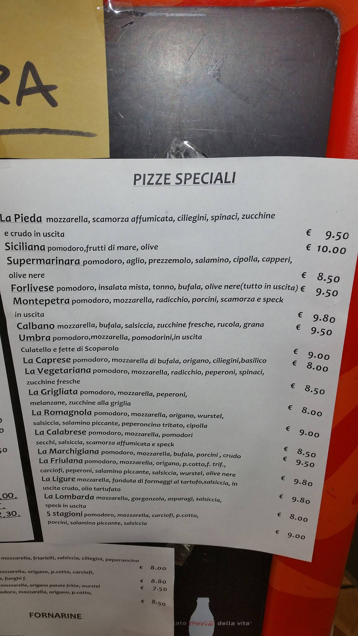 Menu di Ristorante Pizzeria La Pieda 