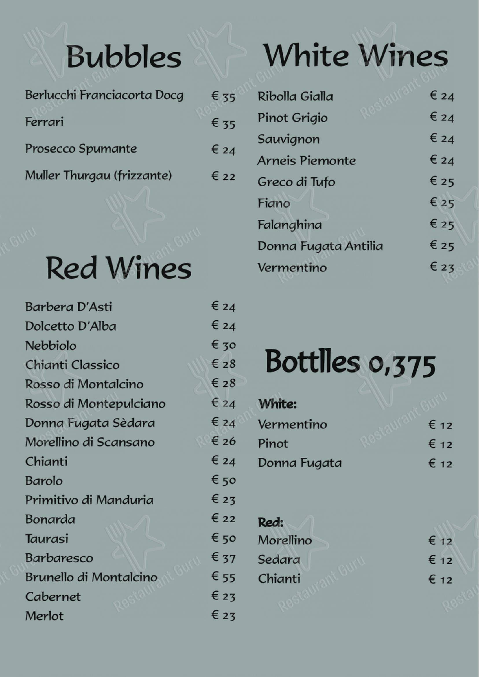 Menu bar per Ristorante Pizzeria La Ragazza in Milano