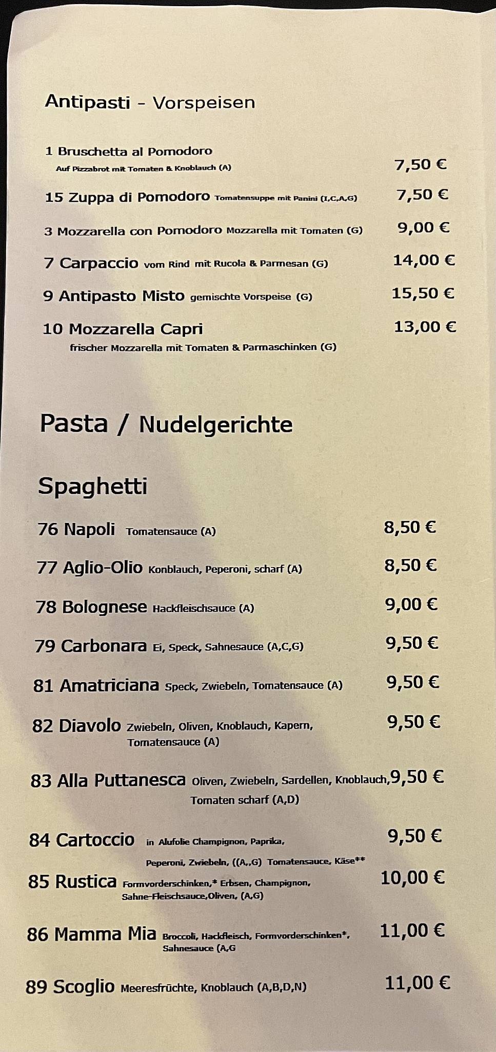 Speisekarte Von Ristorante Pizzeria La Rustica Wei Enburg In Bayern