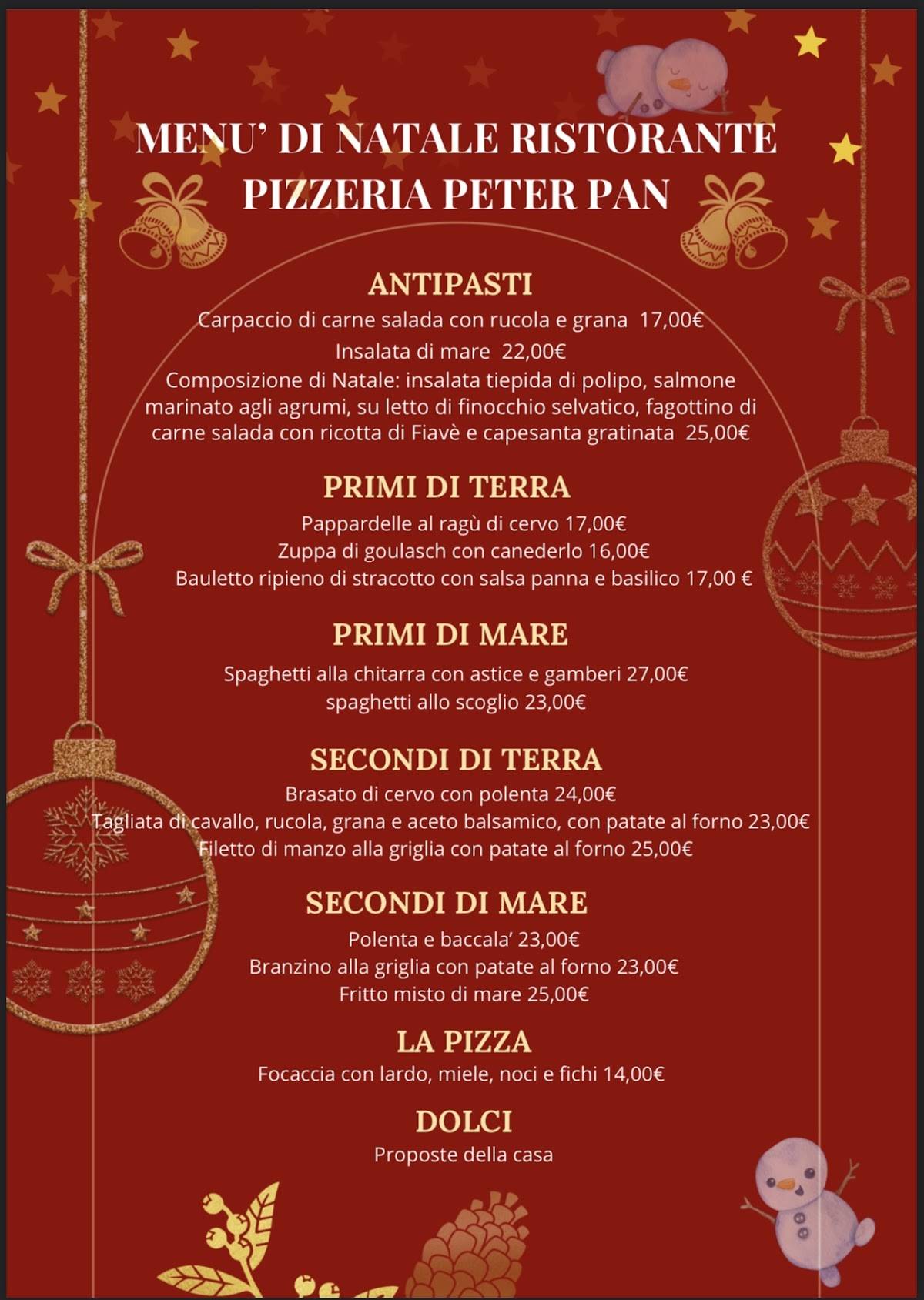 Menu di Ristorante Pizzeria Peter Pan 