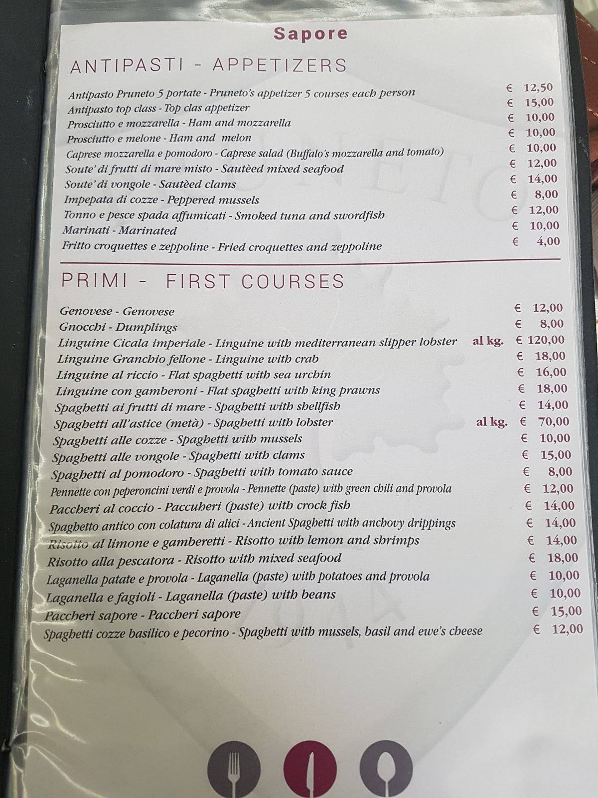 Menu di Ristorante Pruneto 1944 