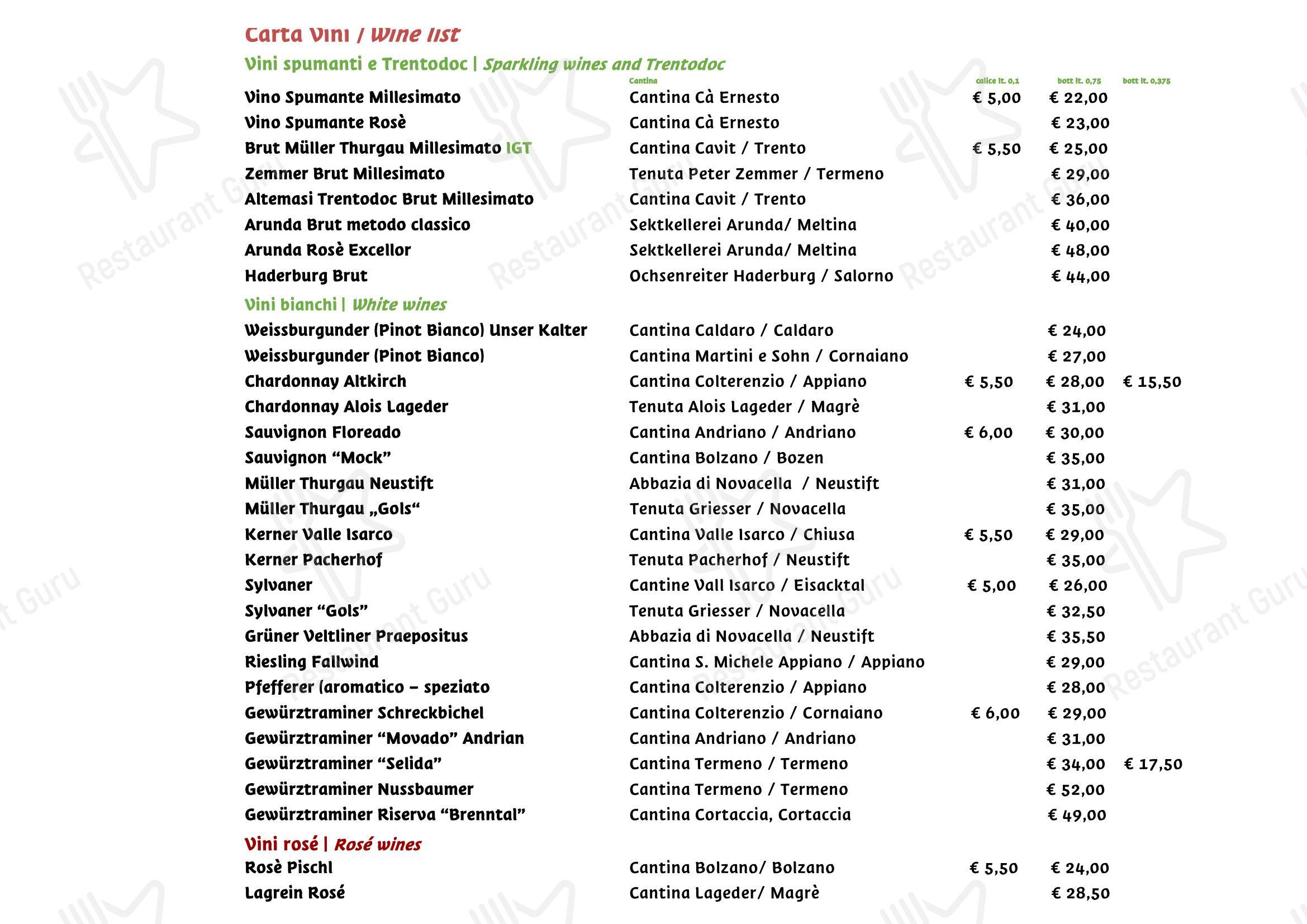 Menu per Ristorante Rifugio, Milano in Milano