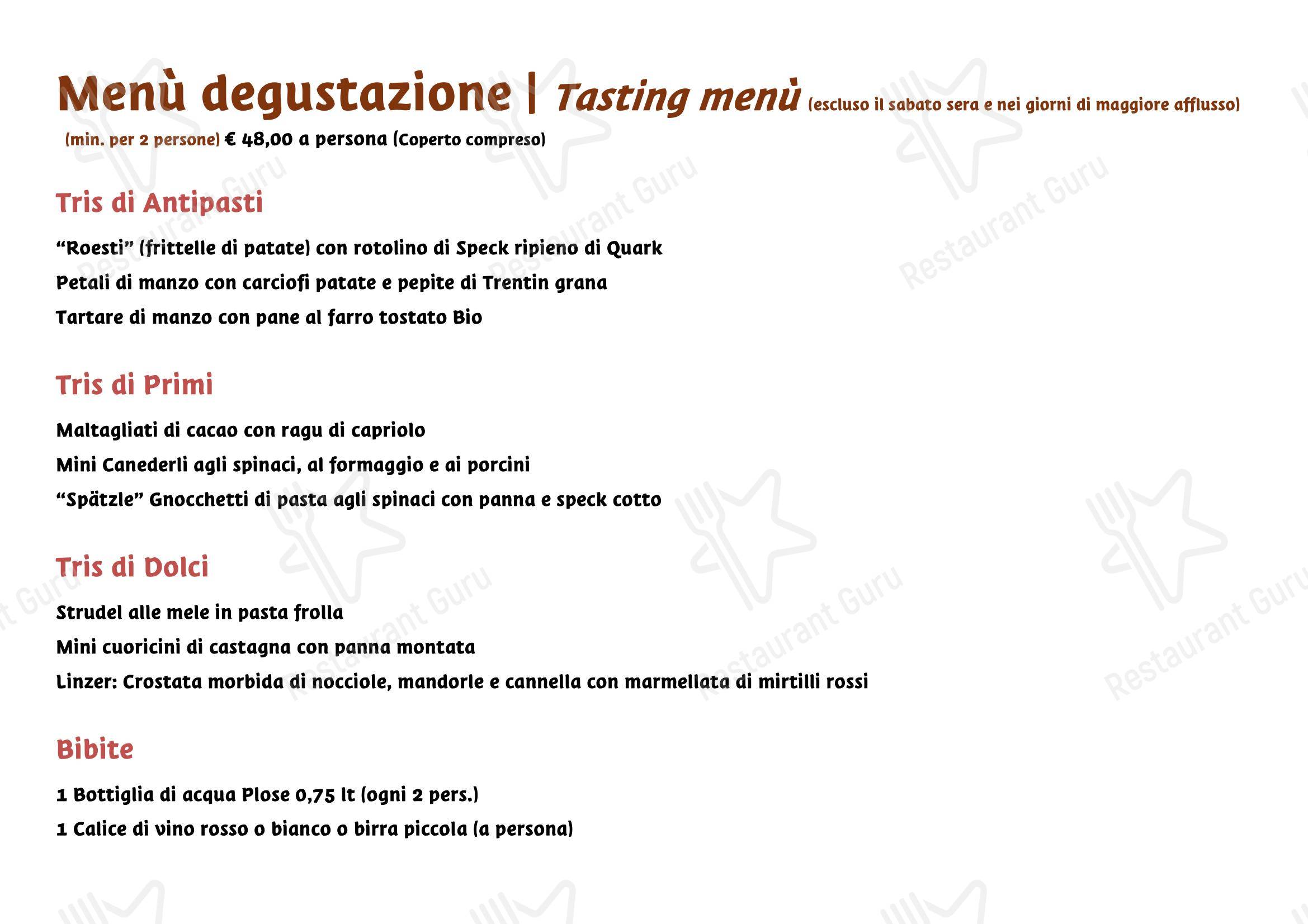 Menu per Ristorante Rifugio, Milano ristorante