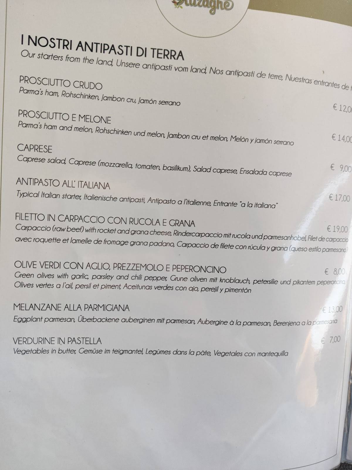 Menu di Ristorante Rocca 'ja 