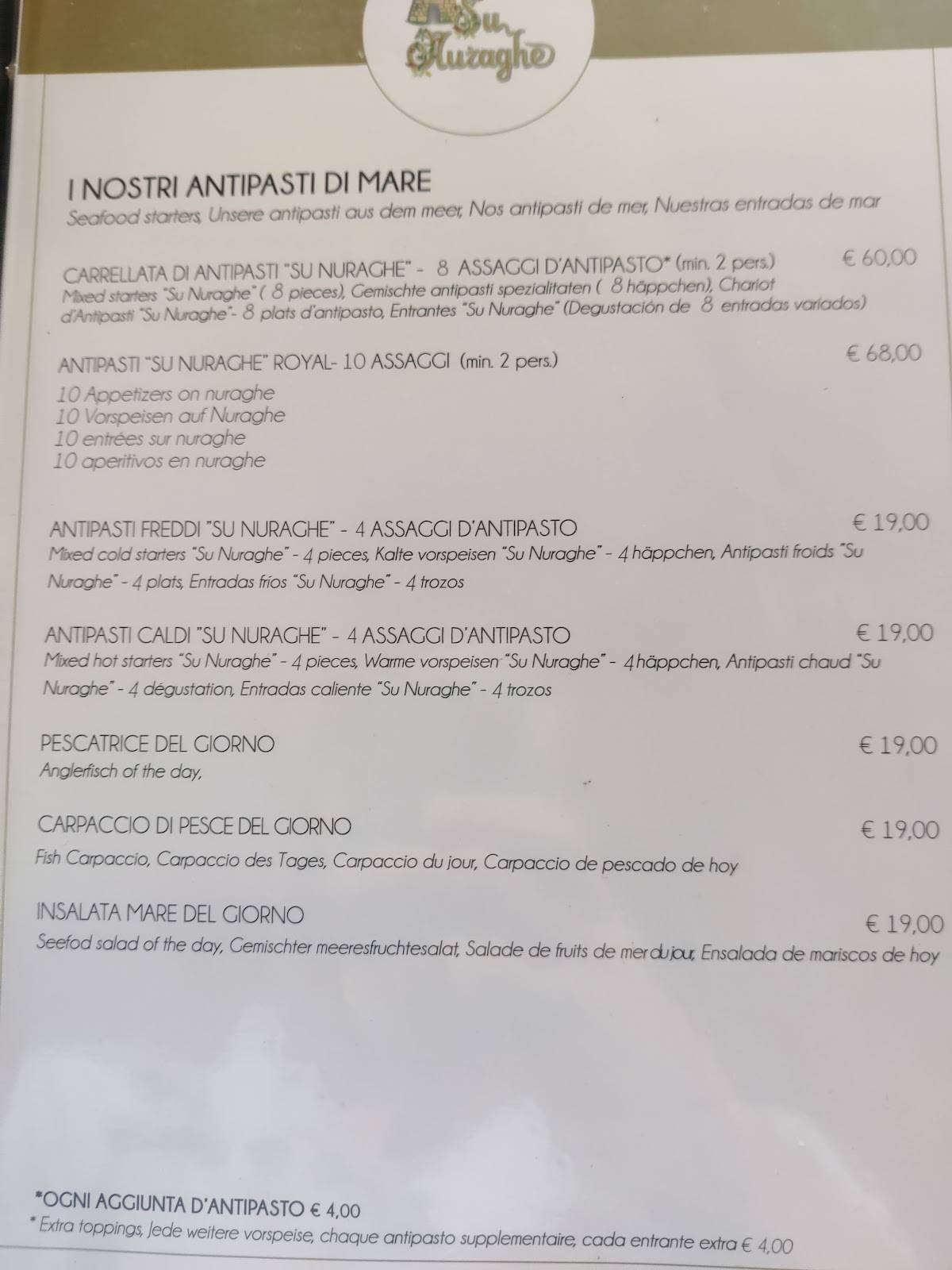 Menu di Ristorante Rocca 'ja 