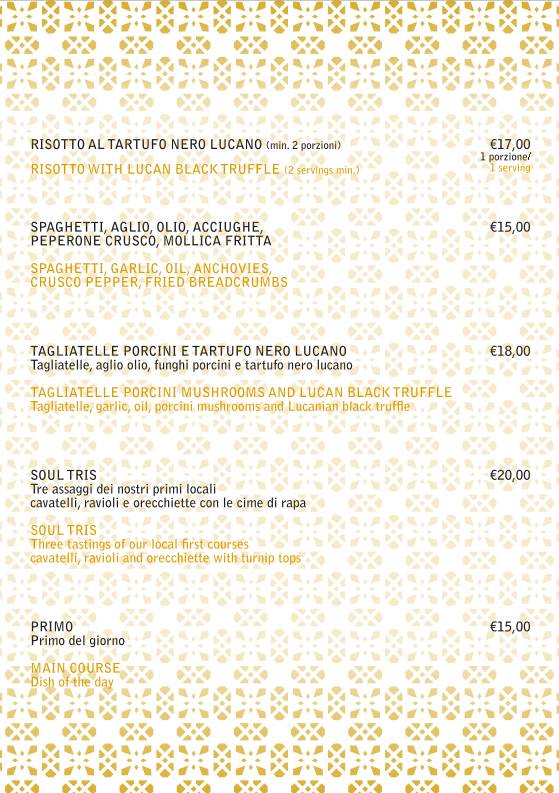 Menu di Ristorante Soul Kitchen 