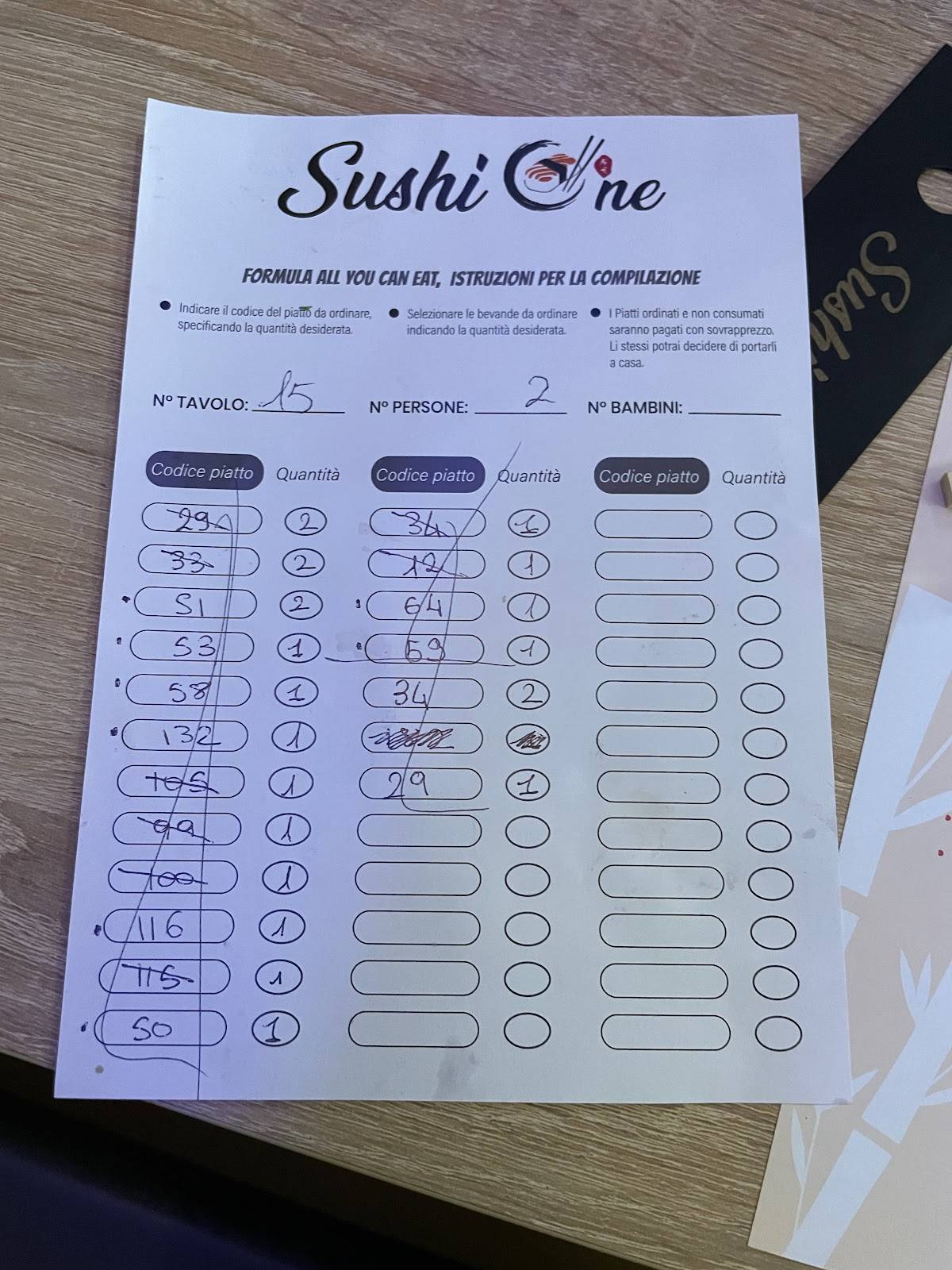 Menu di Ristorante Sushi One 