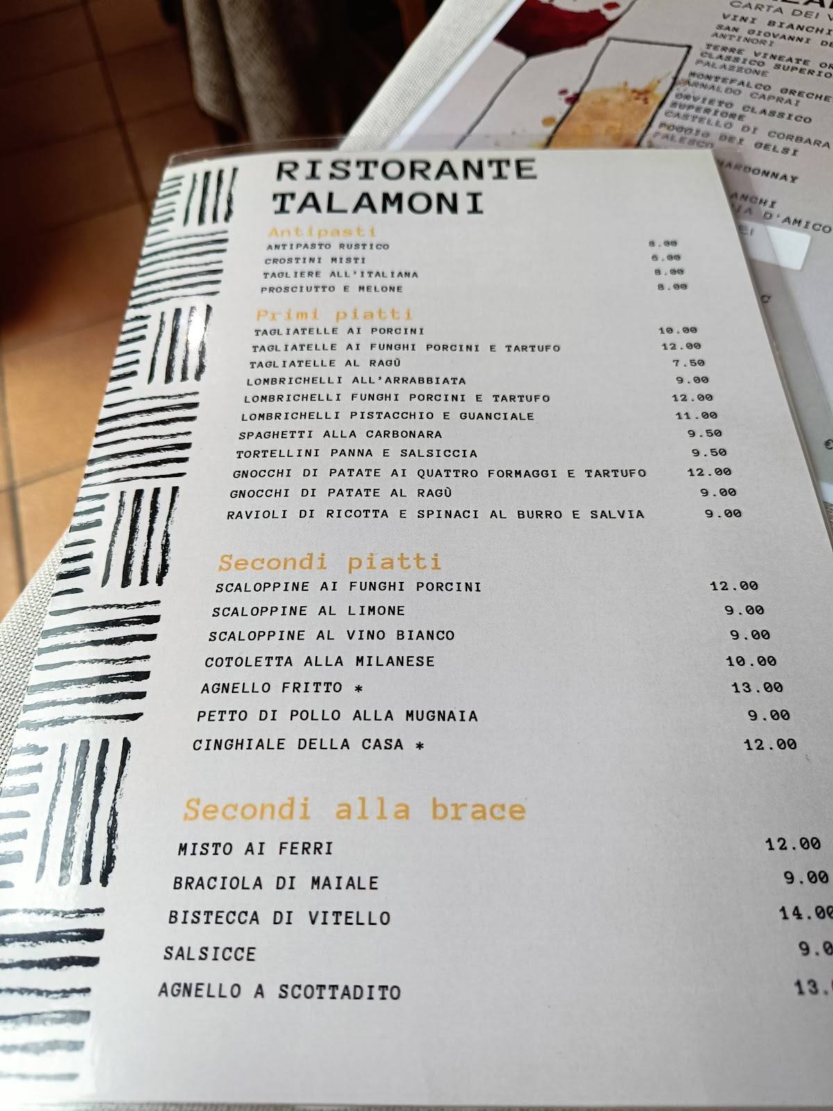 Menu di Ristorante Talamoni 