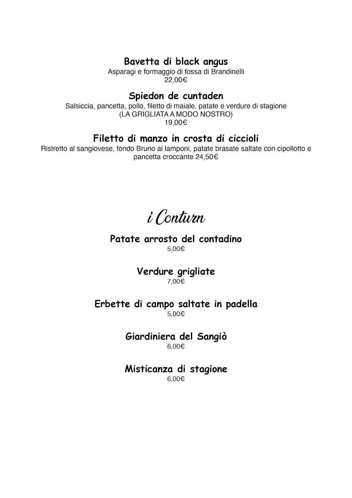 Menu di Al Sangiò - Magna e bè 