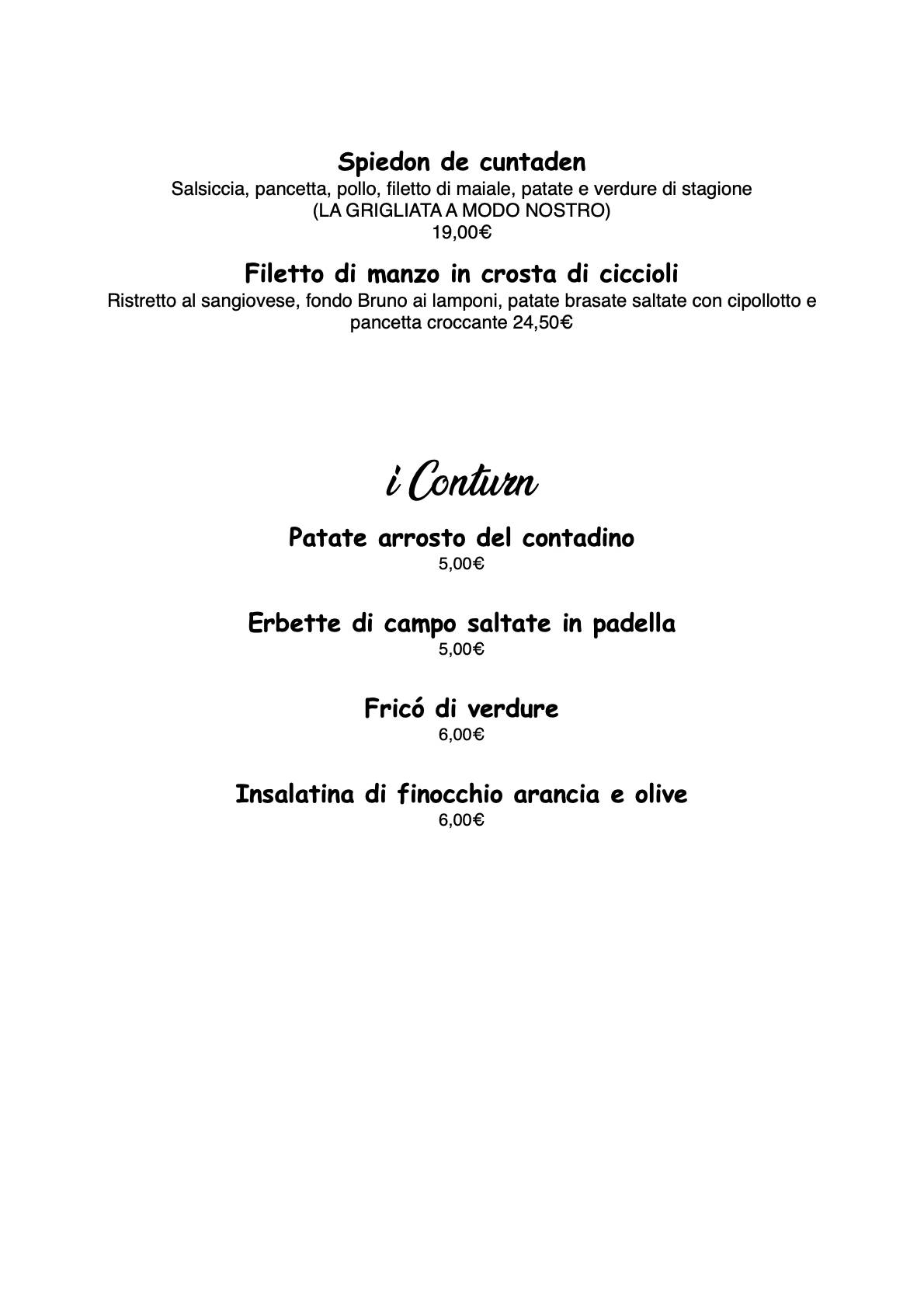 Menu di Al Sangiò - Magna e bè 
