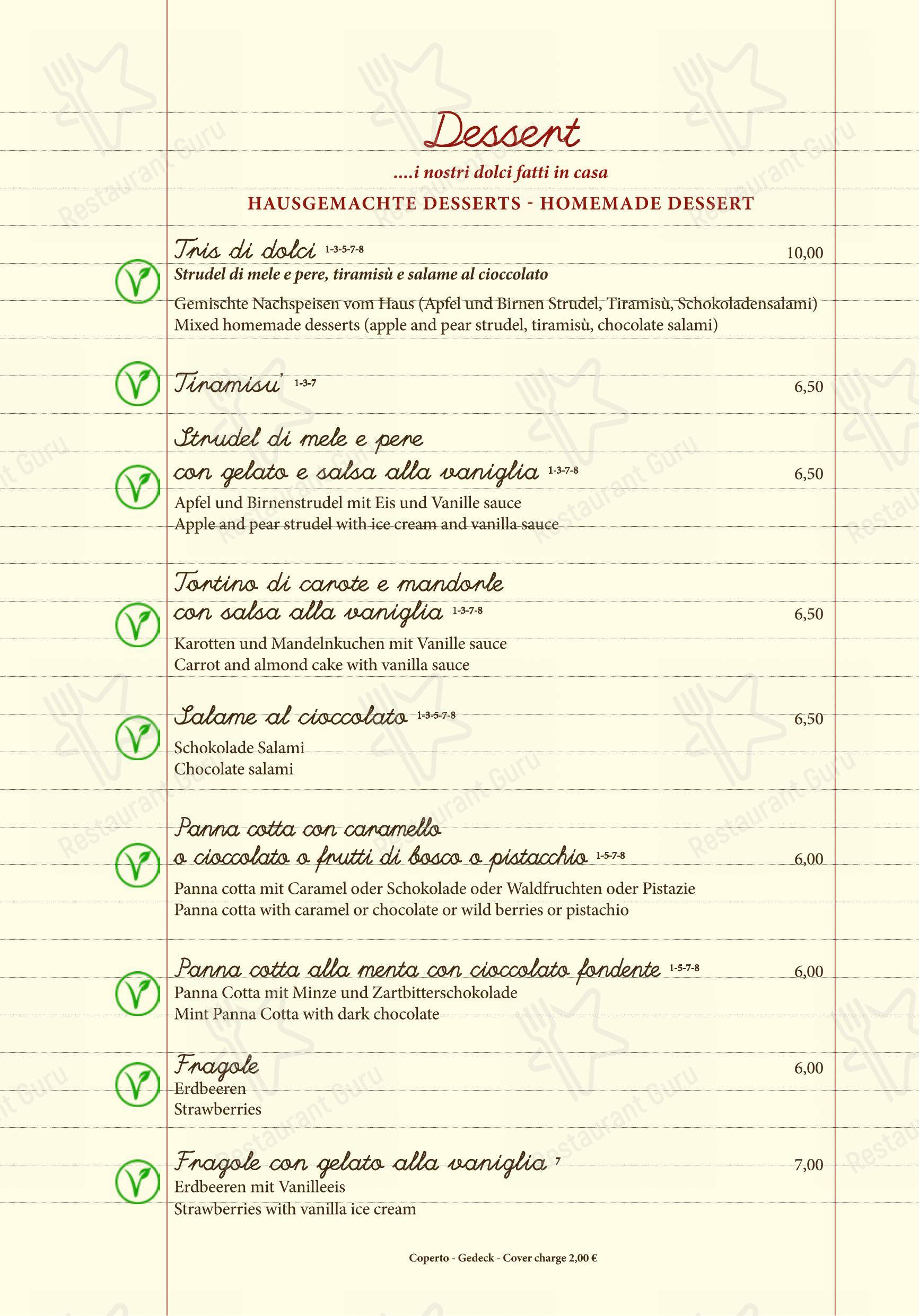Menu bar per Ristorante alla Lega in Arco