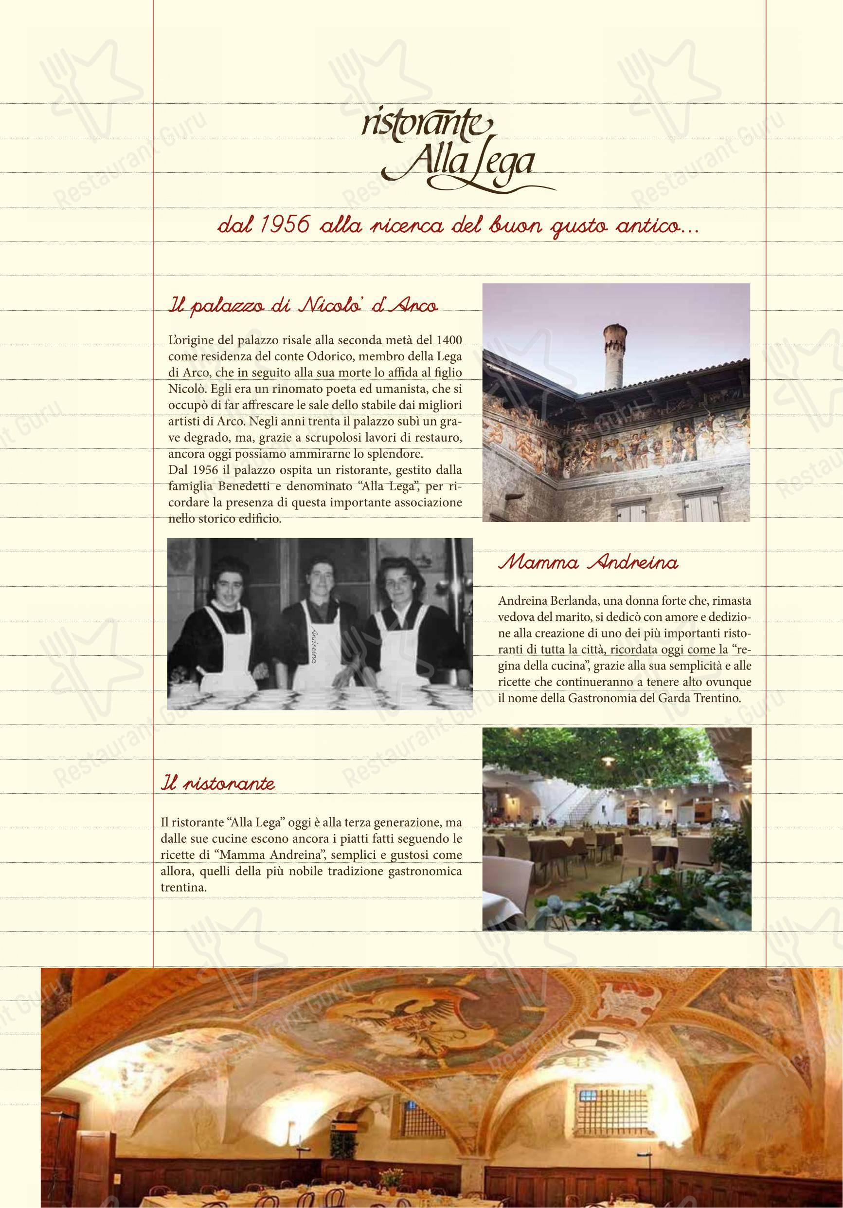 Ristorante alla Lega in Arco - Menu bar