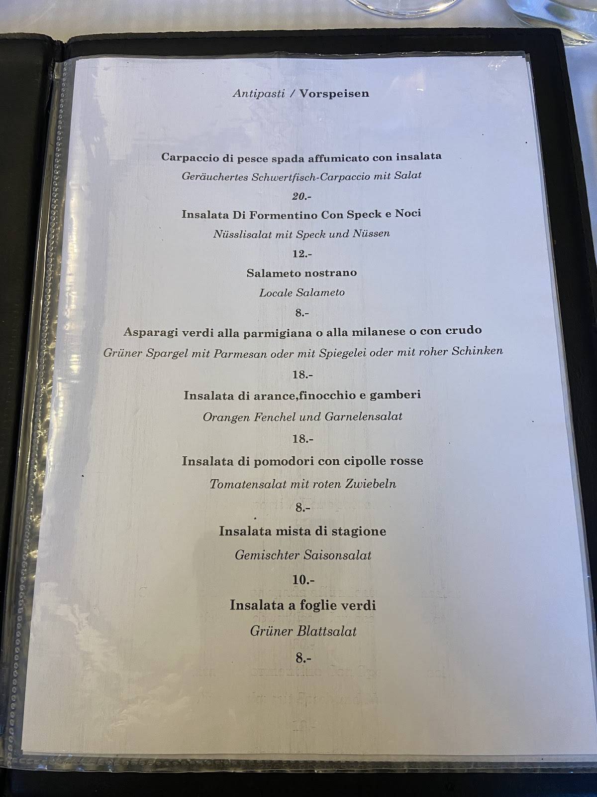 Menu di Ristorante alla Taverna 