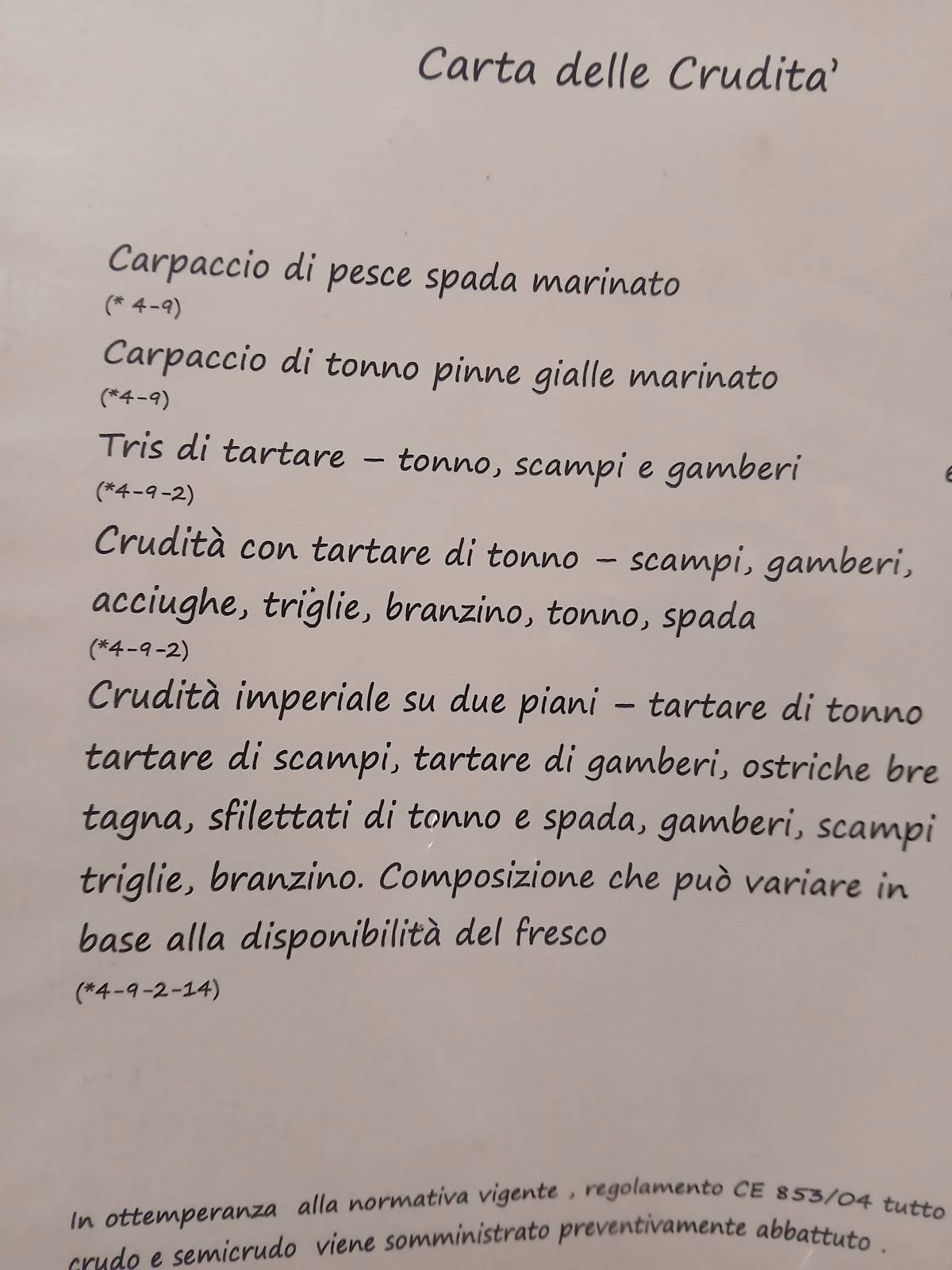 Menu di Ristorante del Molo 