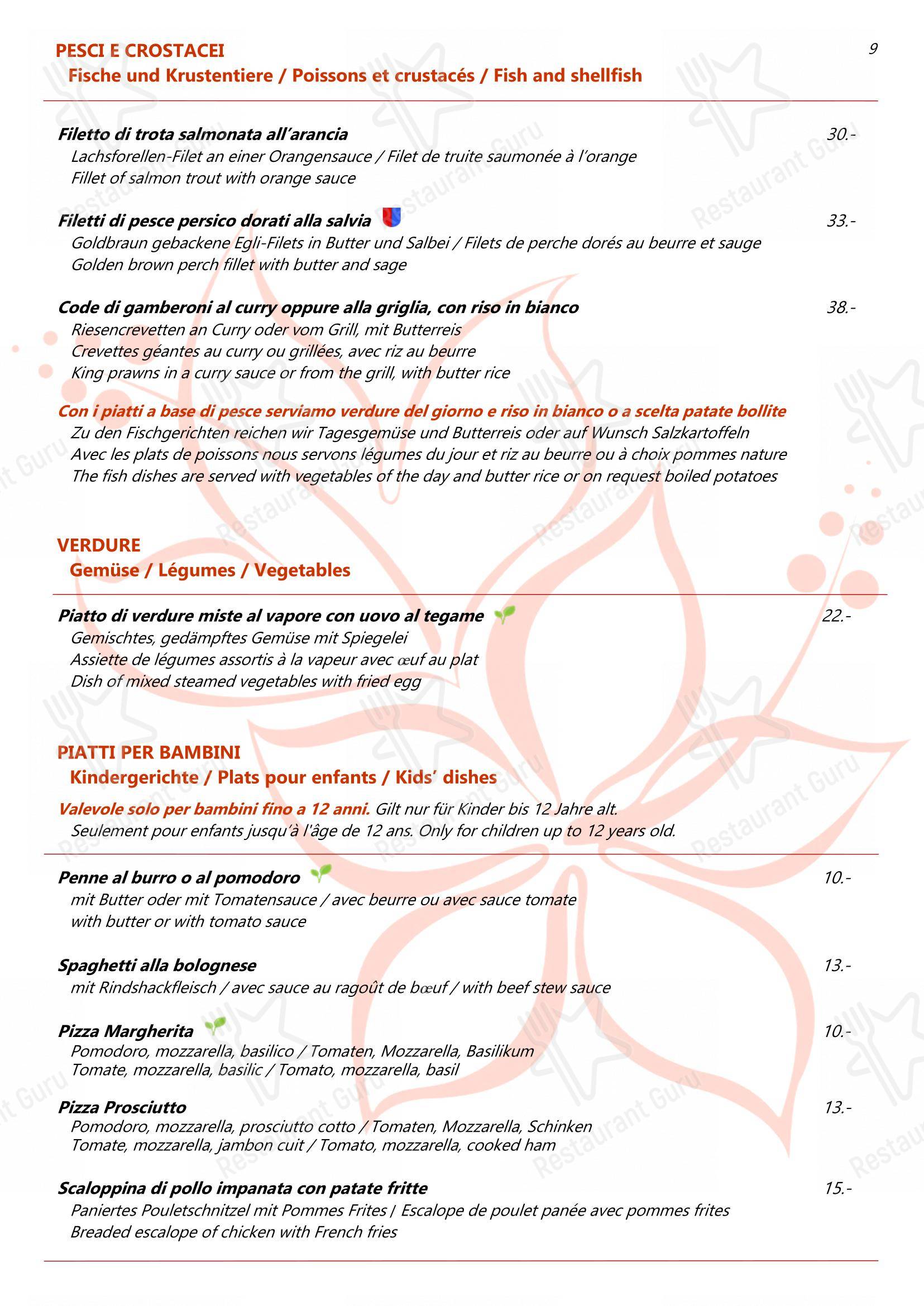 Menu bar per Ristorante dell'Angelo pizzeria