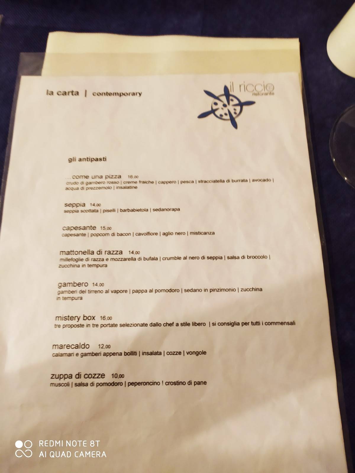 Menu di Ristorante il Riccio 