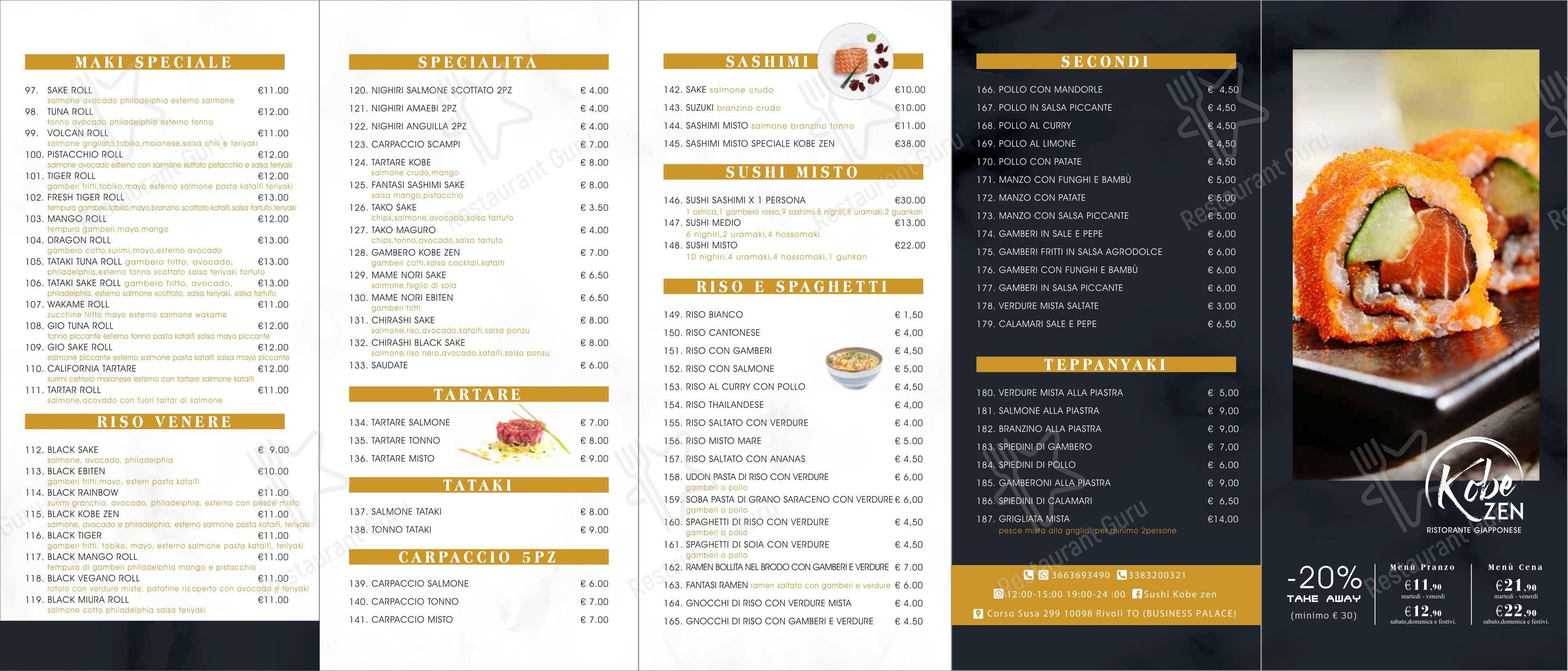 Ristorante kobezen Sushi in Rivoli - Menu bar
