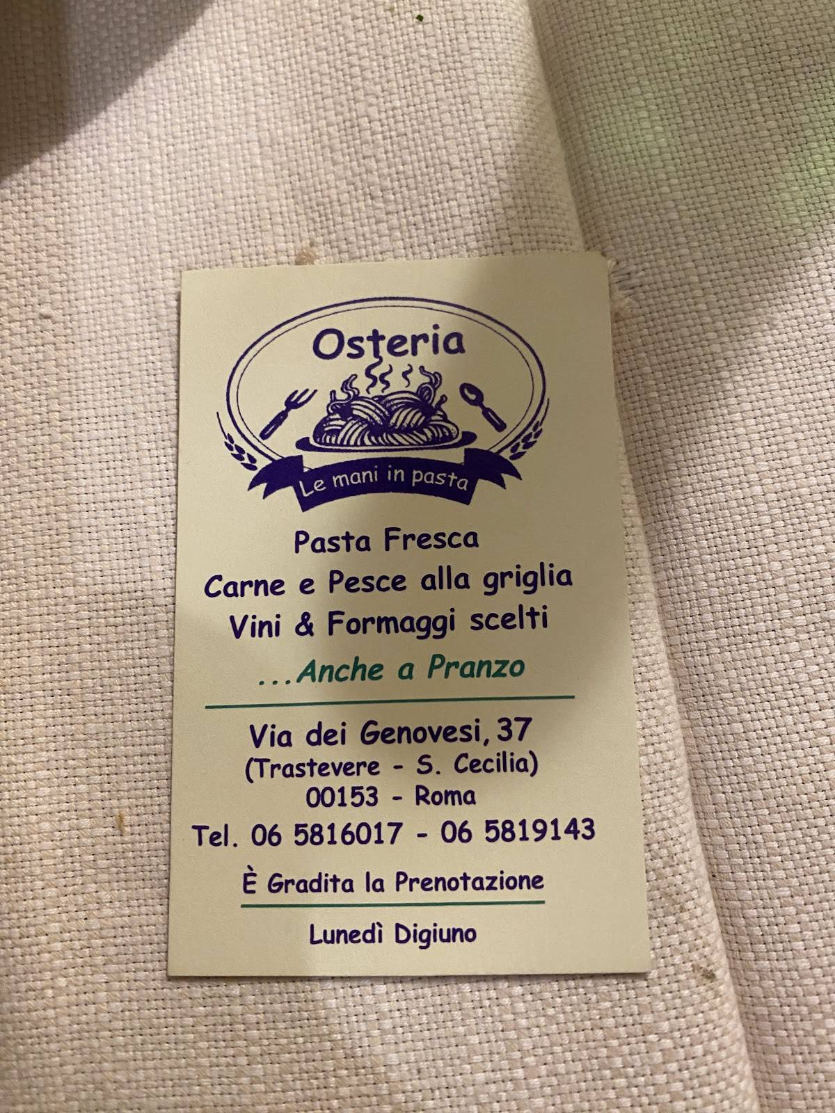 Menu de Ristorante le Mani in Pasta