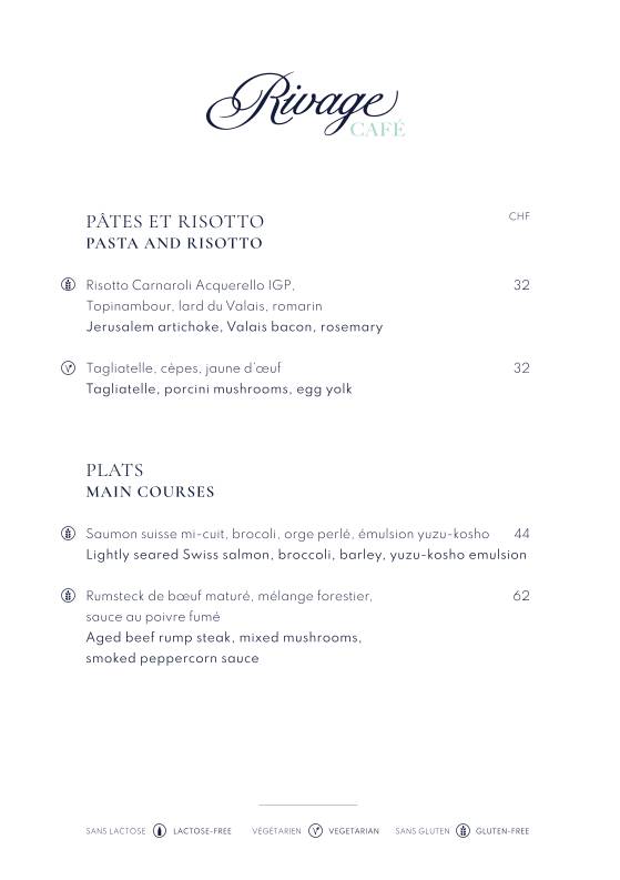 Menu di Rivage Café 