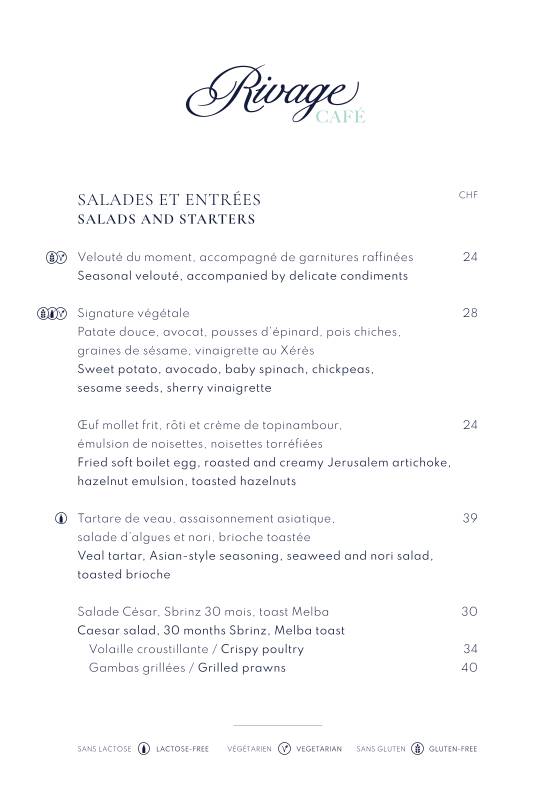 Menu di Rivage Café 