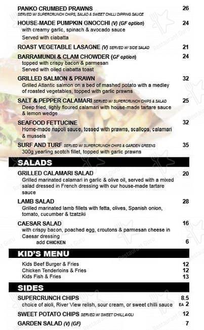 Riverview Cafe & Wine Bar menu