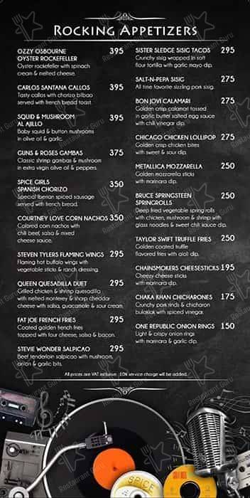 Menu at Rockstar KTV pub & bar, Taguig