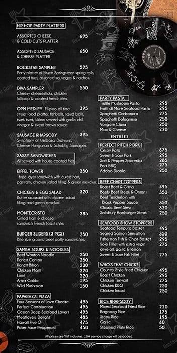Menu at Rockstar KTV pub & bar, Taguig