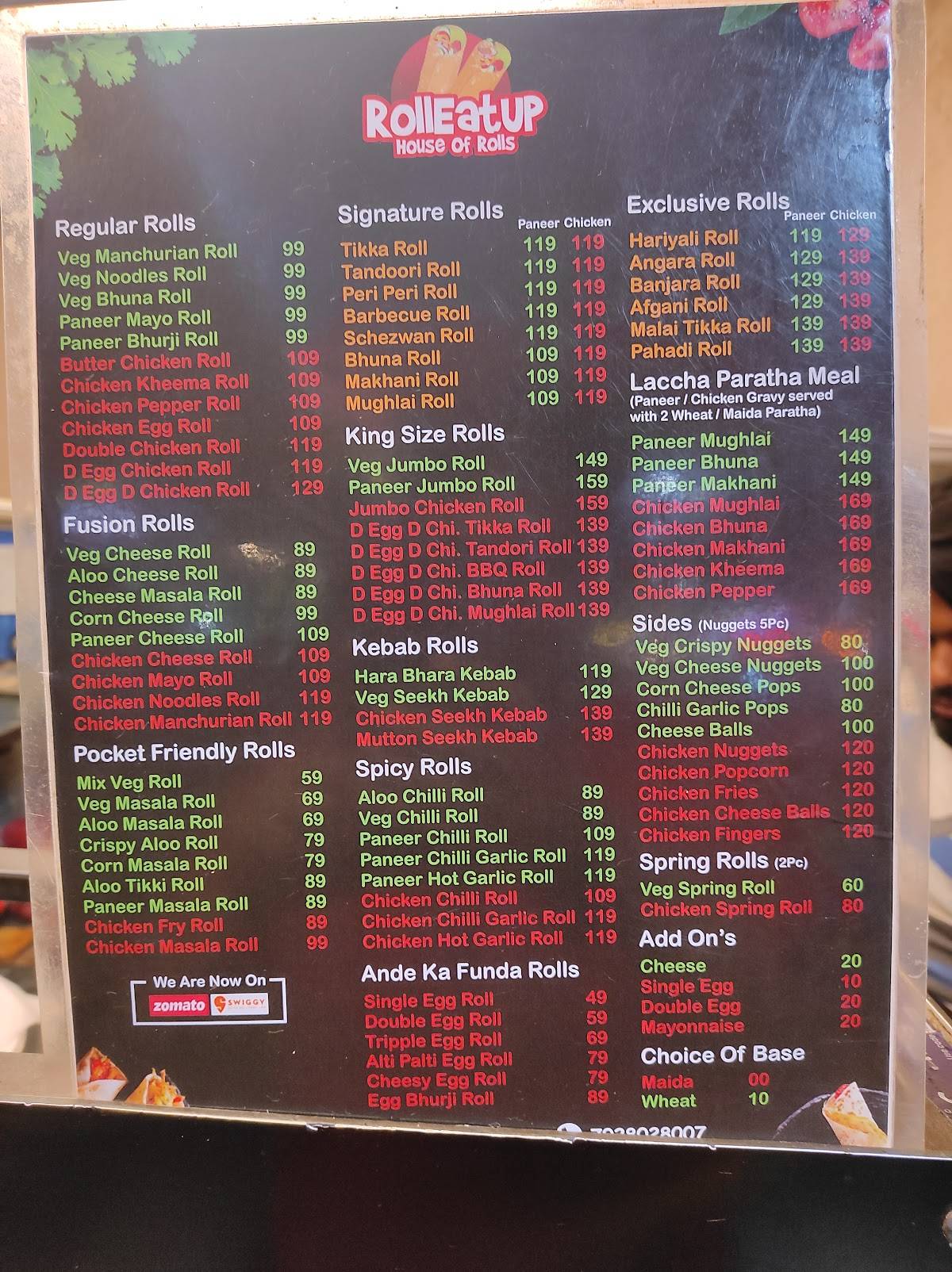 Roll Eat Up menu