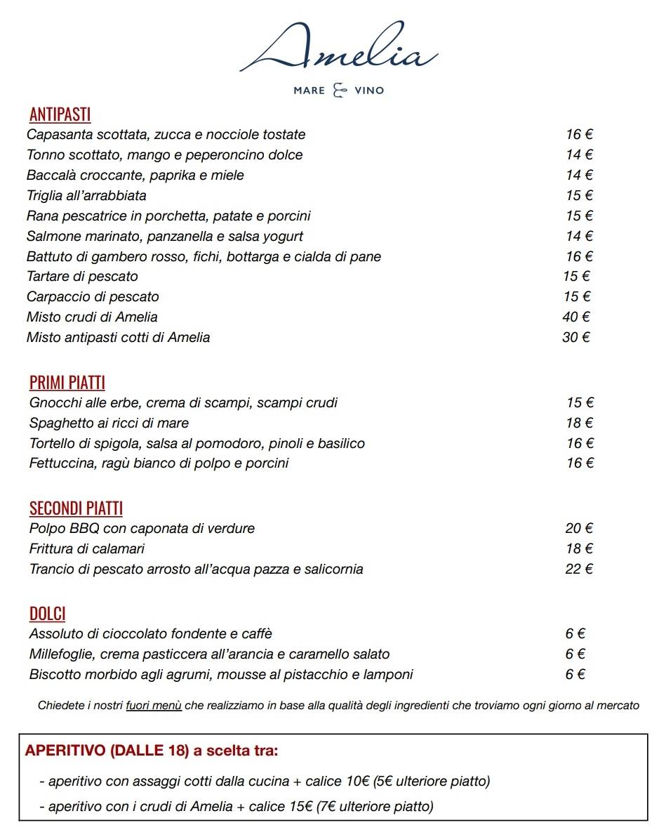 Menu di Amelia - Mare & Vino 