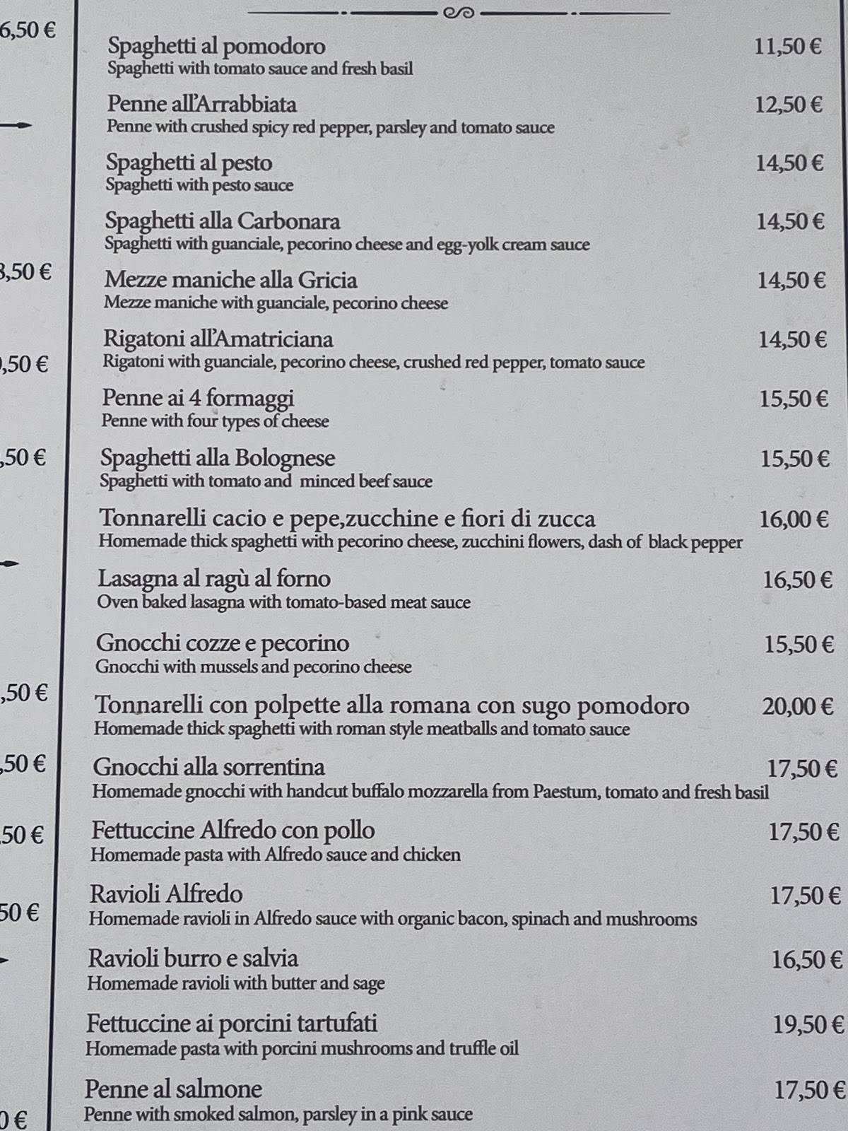 Menu di Bernini Ristorante 
