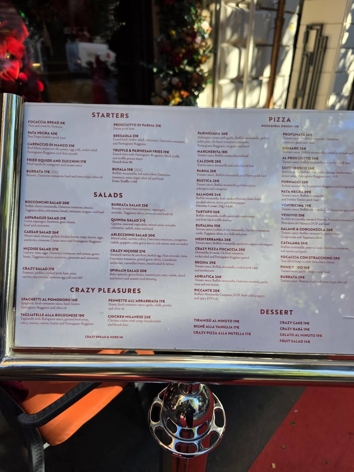 Menu di Crazy Pizza Rome 