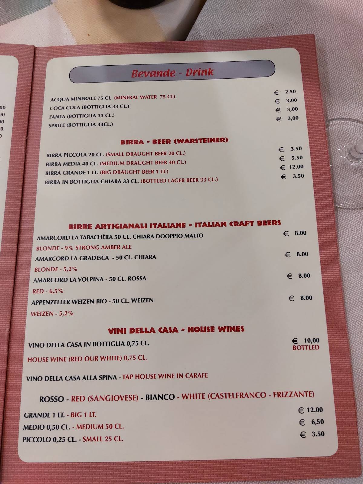Menu di Il Bersagliere - Prati 