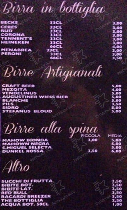 Menu di Pigneto caffè 