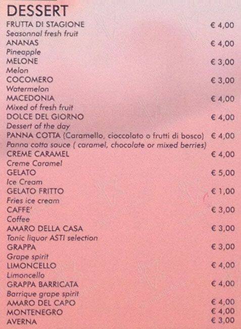 Menu di Bar Asti 