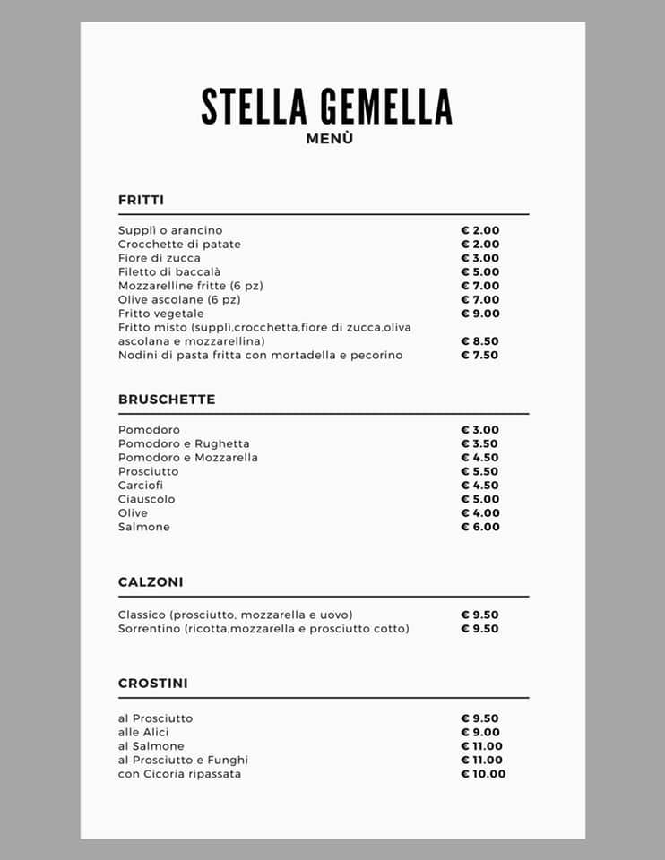 Menu di Stella Gemella 
