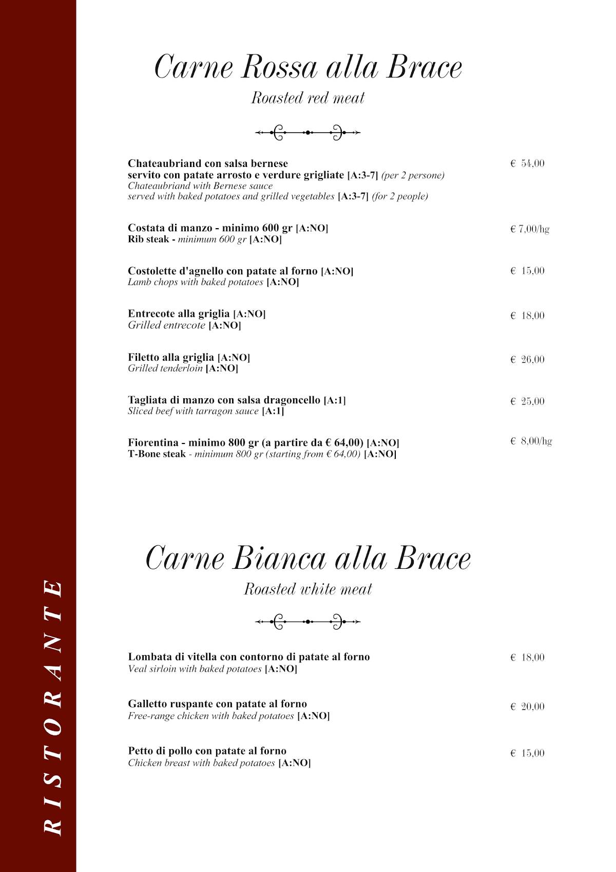 Menu di Taverna Rossini 
