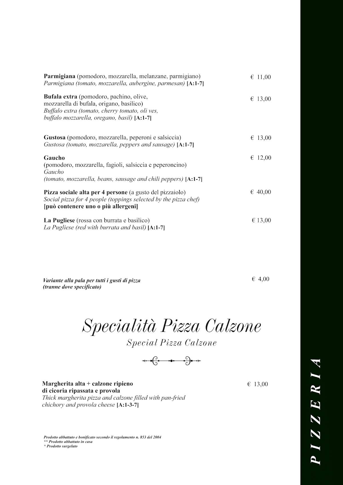 Menu di Taverna Rossini 