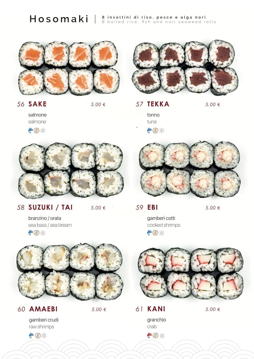 Menu di Samurai Sushi 