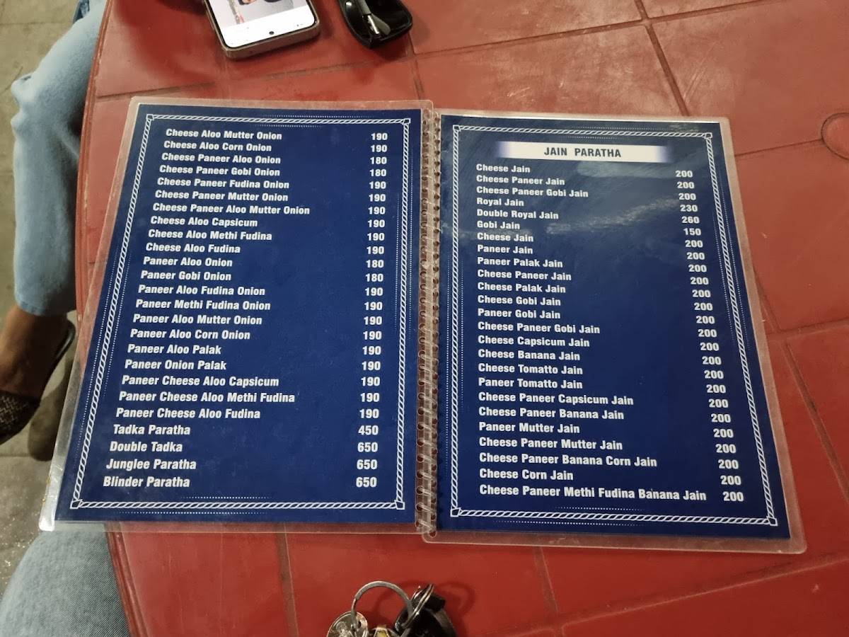 Royal Punjab Paratha menu