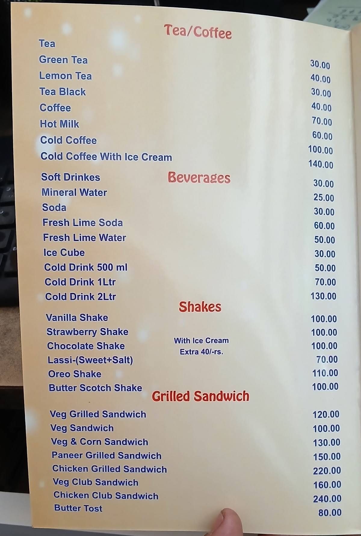 Royal Spice Restaurant menu