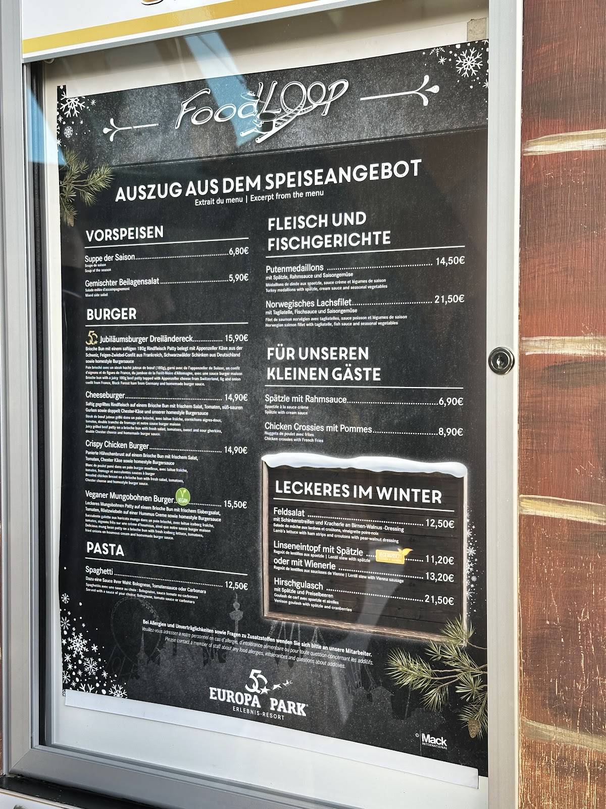 Menu de FoodLoop