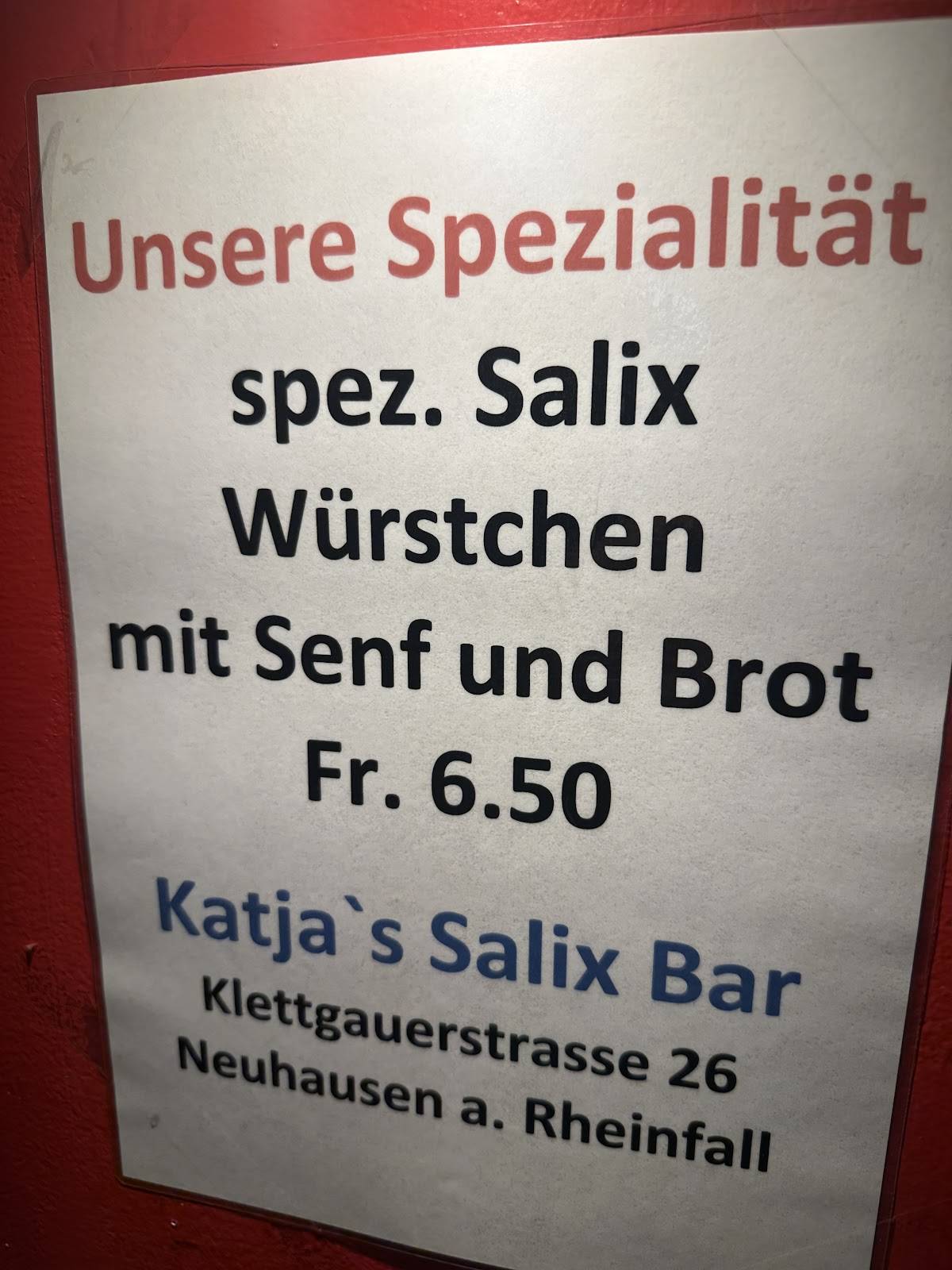 Menu di Katja's SALIX bar 