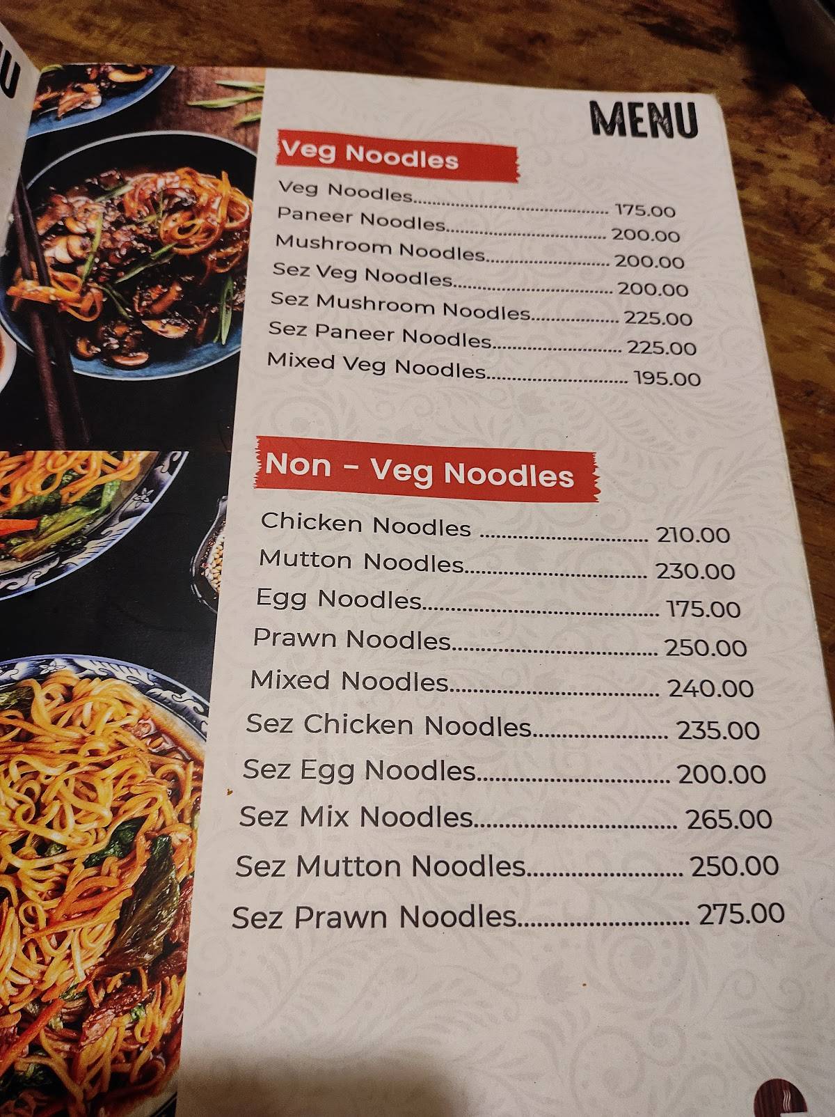 SDR Restaurant and cafe menu