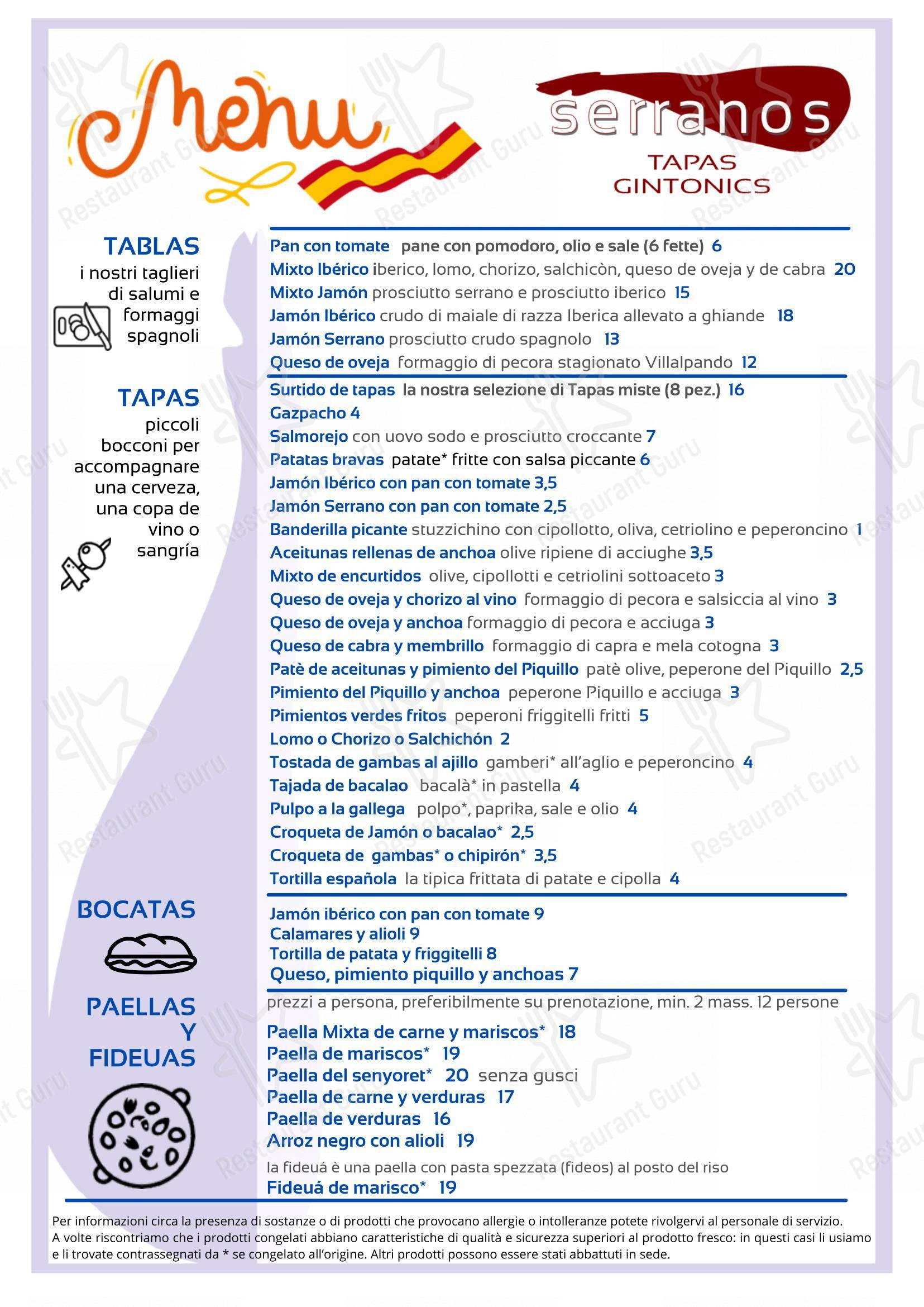 Menu di SERRANOS - Menu bar