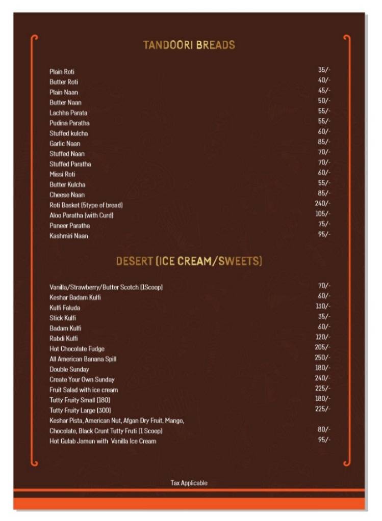 SHASHWAT RESTAURANT menu